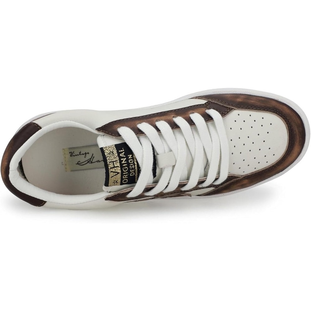 Vintage Havana Women Bronze Distressed Star Low Top Sneakers VH EST 1954 White - Picture 10 of 16